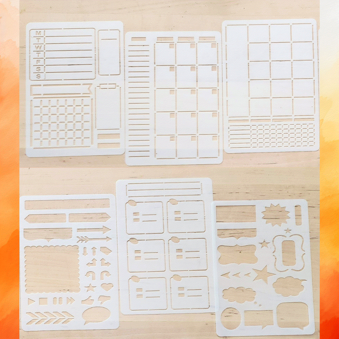 Planner Stencil Pack 6pcs for A5 notebooks with 6 design templates