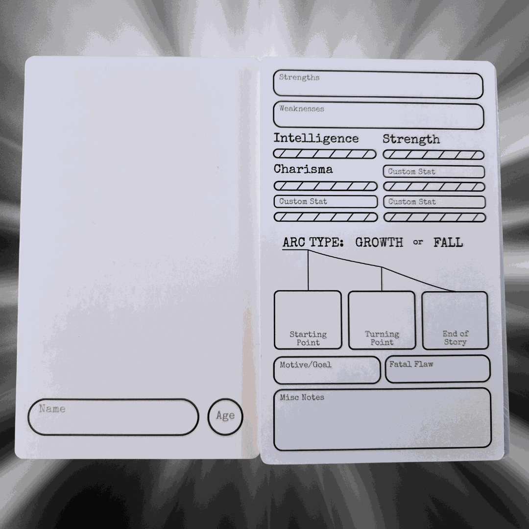 Two clear cards with printed text and diagrams on a textured gray background