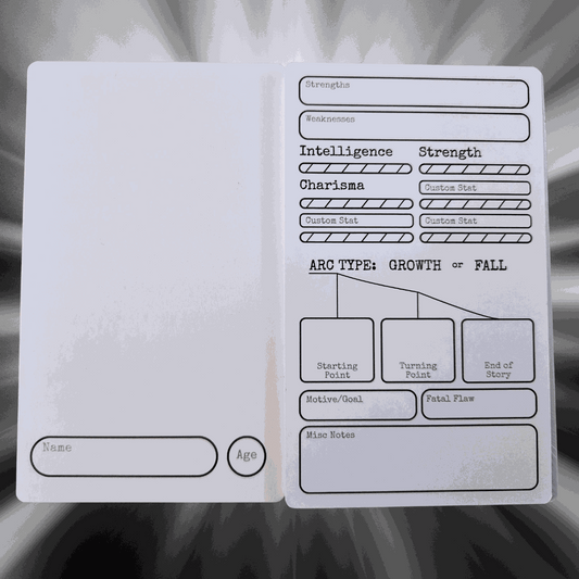 Two clear cards with printed text and diagrams on a textured gray background